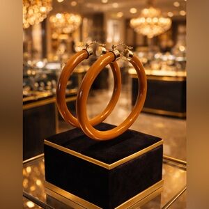 Tan Resin Hoop Earrings